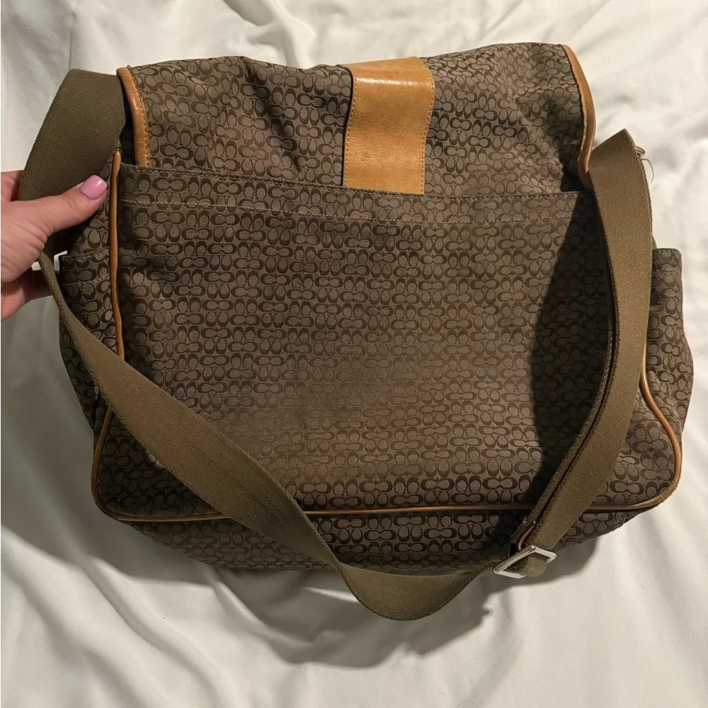 Coach Signature Brown and Tan Messenger Bag